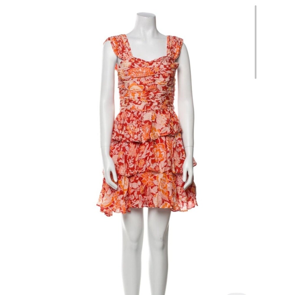 Love the Label Coral Floral Ruffle Mini Dress